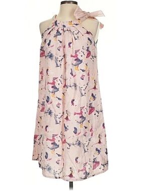 Bellambia Italian made linen Light Pink Watercolor Halter Tie Dress small